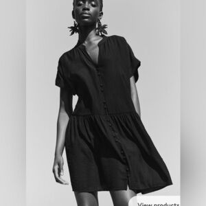 H&M Black Crinkled Tunic Dress